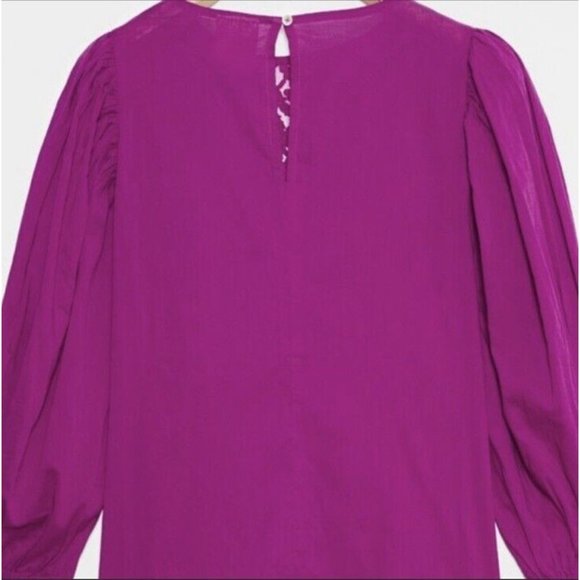 FARM RIO ANTHROPOLOGIE KELSIE PURPLE BLOUSE Top XSP RETAIL $118 New XS Petite - Picture 3 of 4